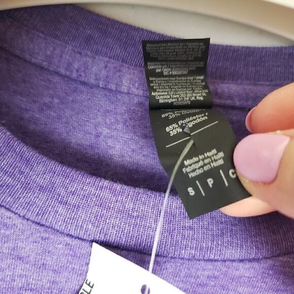 Louisville Tourist Baseball Tee Size Womens S Purple Logo Spell Out NEW - Picture 4 of 5